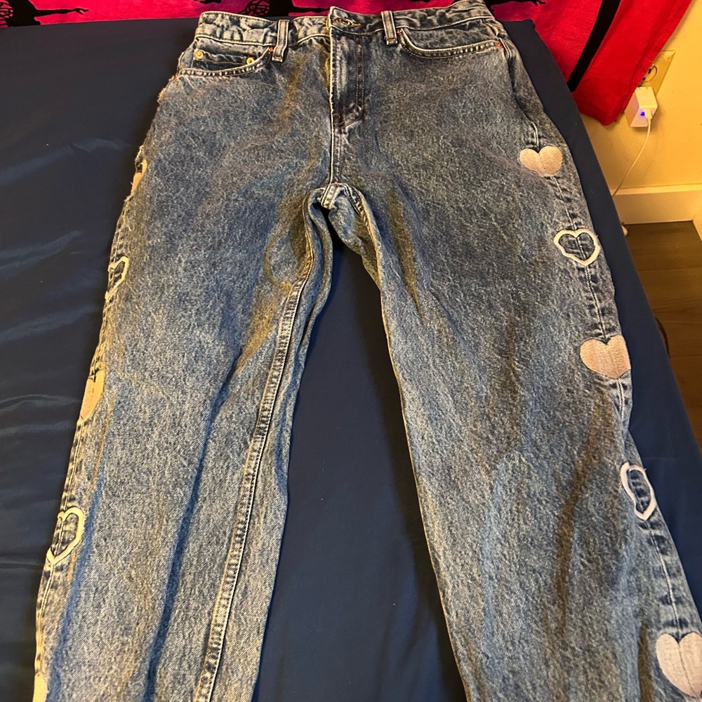 Forever 21 heart patterned jeans